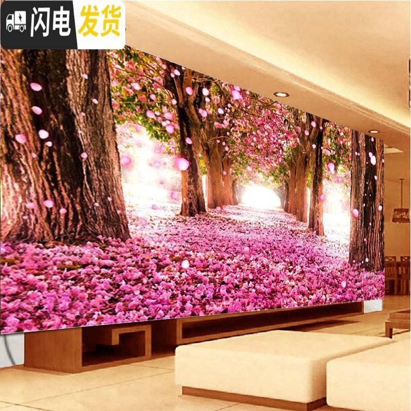 三维工匠钻石画新款客厅浪漫樱花树风景2019满贴砖大气自己 [满钻]160*60cm[炫彩魔方AB][全部贴]多配十字绣