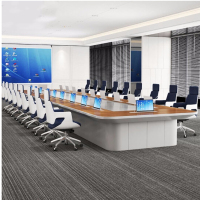 大型无纸化智能 会 议 桌 长 桌简约现代 升 降 器 升 降 屏培 训 洽 谈 桌 油 漆 桌 4米(带隐藏式键盘)