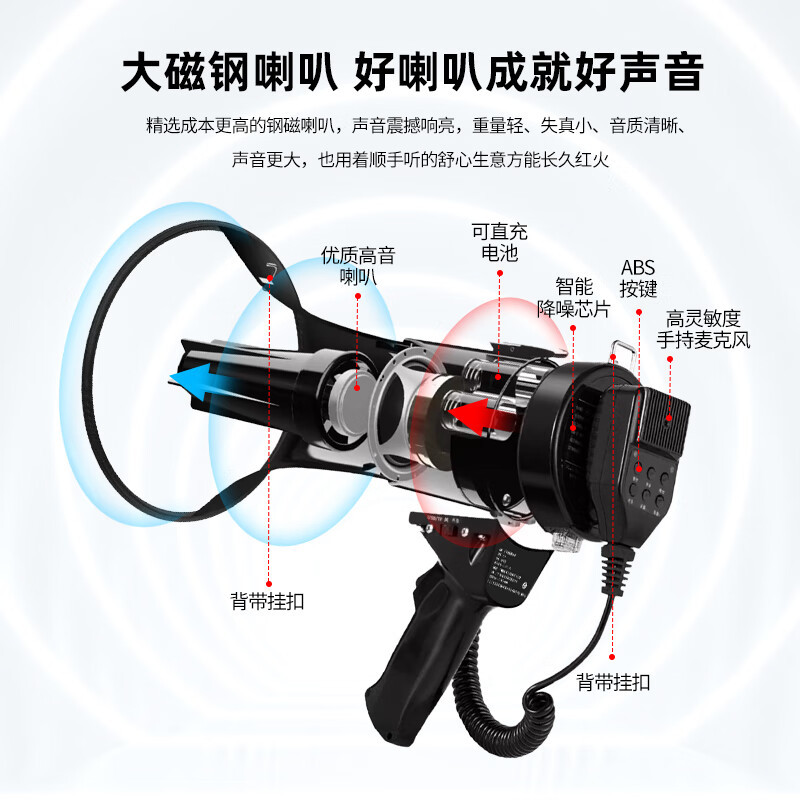 爱国者(aigo)手持喊话器大喇叭扩音器录音宣传摆摊叫卖器小型大声公扬声器 A68尊享版(黑色)