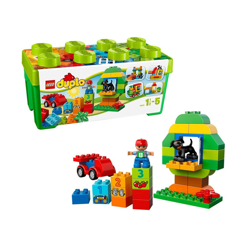 低幼基础款LEGO乐高Duplo得宝系列拼插玩具10572多合一趣味桶65粒大颗粒积木1.5-3岁