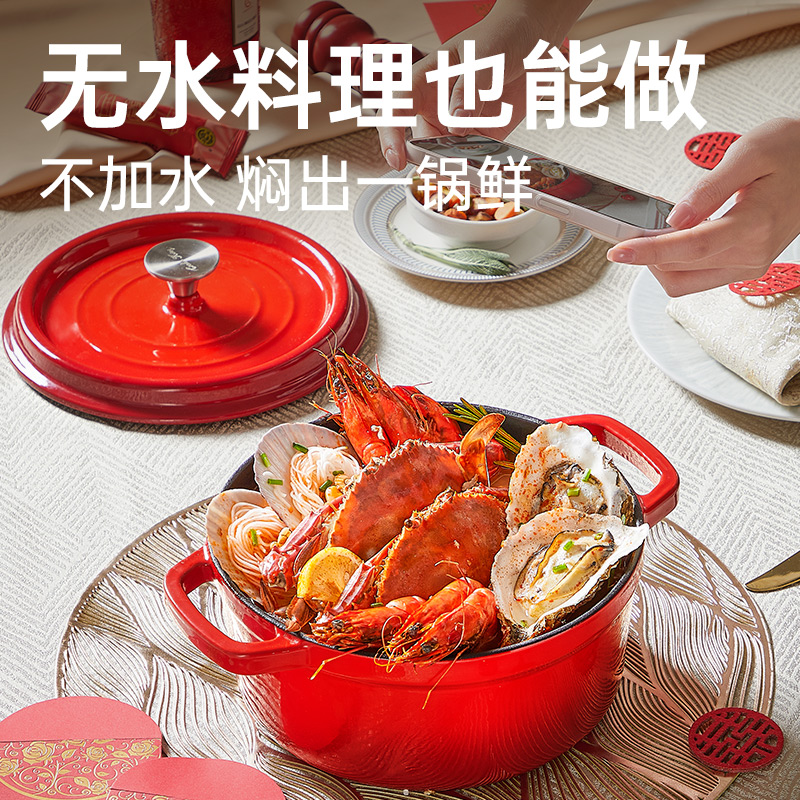炊大皇传家40铸铁珐琅汤锅 24cmJDH24-1.高清大图