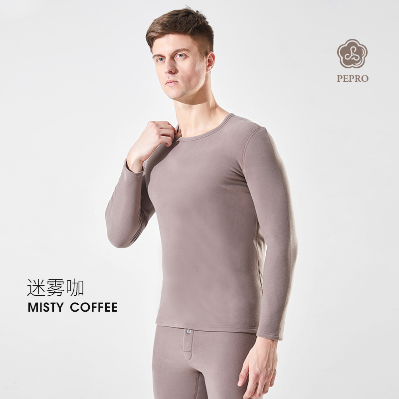 猫人男女士双层芃芃绒加厚恒温保暖内衣套装2025年新款抑菌圆领棉毛衫400g重 男迷雾咖 男XXL/180【推荐140-160斤】