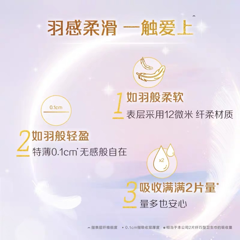 乐而雅 零触感羽感棉25cm护翼型卫生巾14片*4包组合56片高清大图