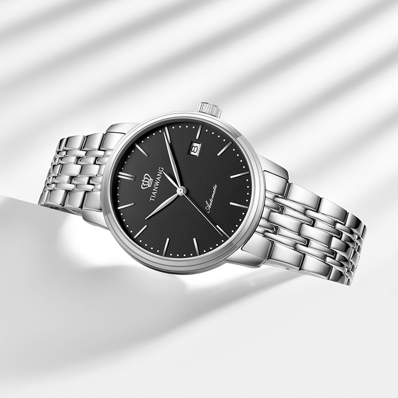 天王表机械表男表官方正品钢带商务休闲男士手表小表盘男表5934