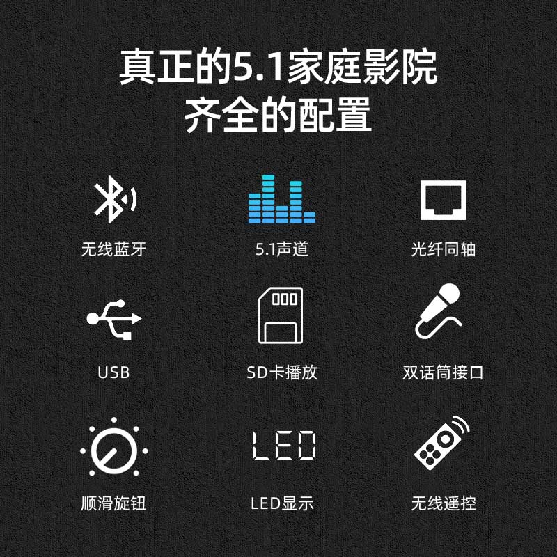 先科(SAST)A18家庭影院套装2 5.1家庭影院音响套装家用电视客厅壁挂落地音箱 (黑色)高清大图