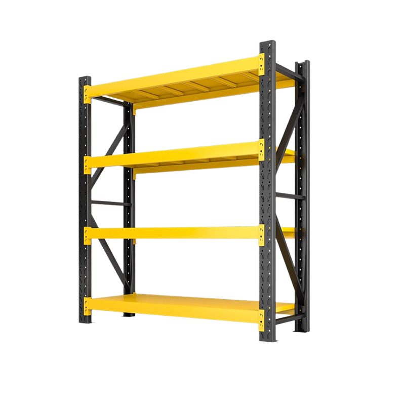 质凡货架置物架黑黄色仓储中型货架承重300kg 1500*600*2000高清大图