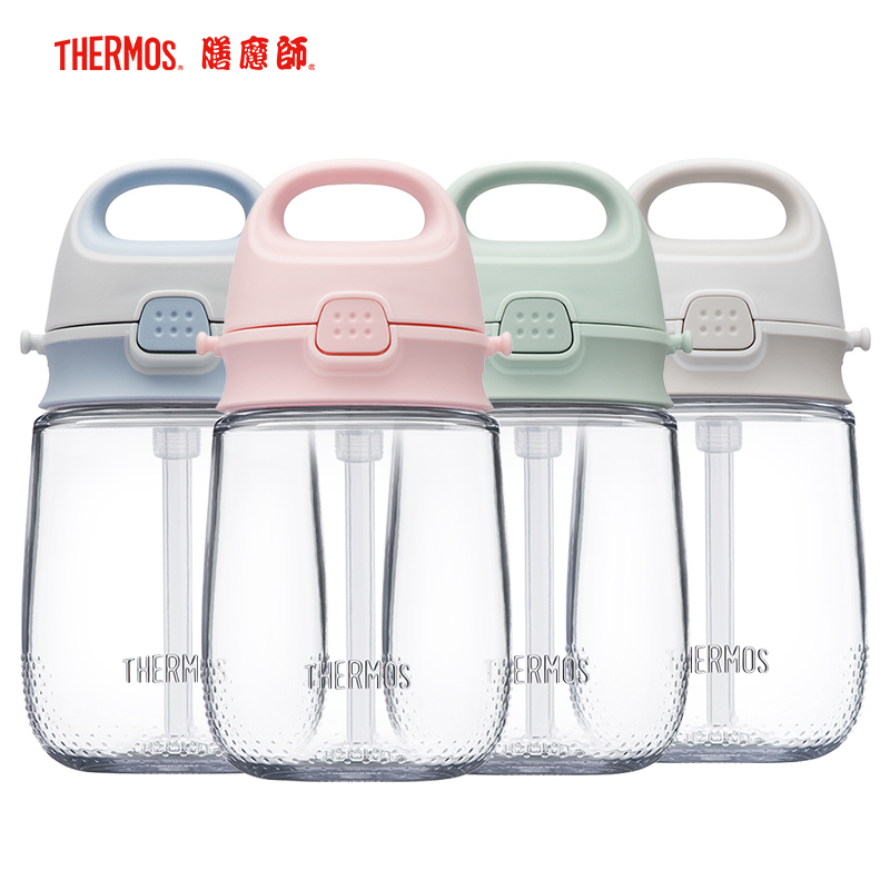 膳魔师（THERMOS）孕婴童水杯夏季水杯宝宝学饮水杯可爱猪猪PA材质儿童吸管杯370ml BBSA-370