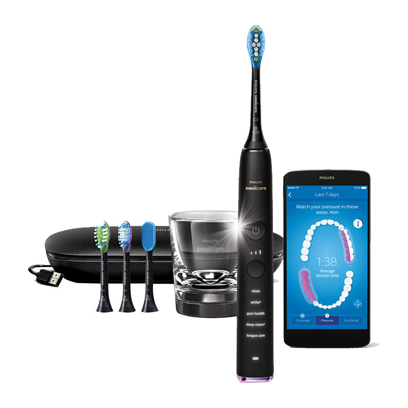 飞利浦(Philips)钻石亮白智能型电动牙刷HX9924/12钛金黑 成人充电声波震动式牙刷31000转/分钟