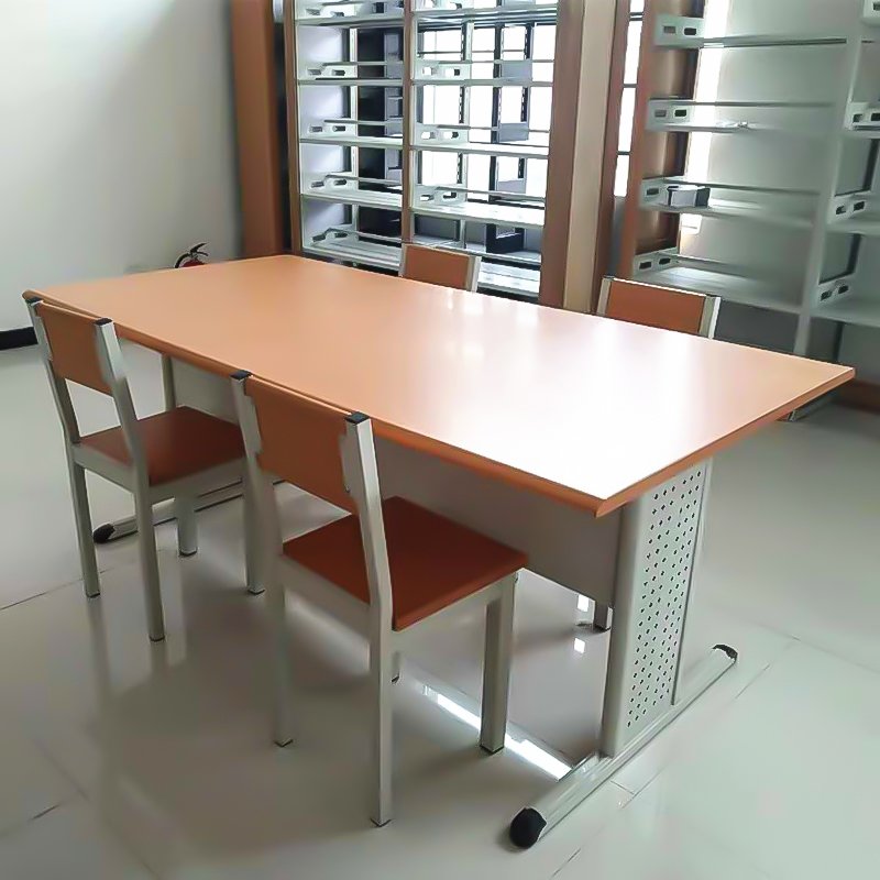 汉诺鑫威学校图书馆阅览室桌椅书店会议室培训阅读桌钢木学生桌学生椅【工厂现做 7天内发货】高清大图