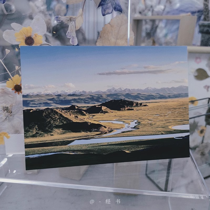 [正版]亲爱的旅人 28张摄影作品新疆风景我的阿勒泰 广阔大草原连绵不绝雪山风光出类艺术明信片创意唯美自然风景贺卡文创高清大图