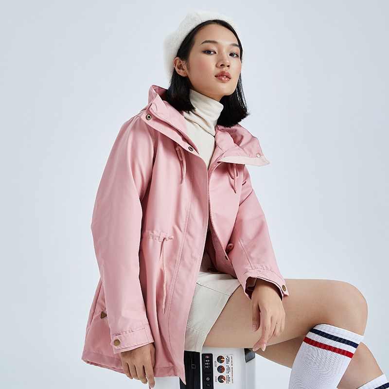 妖艺冬新款中长款冲锋衣女防风保暖抓绒两件套户外服可拆卸时尚外套