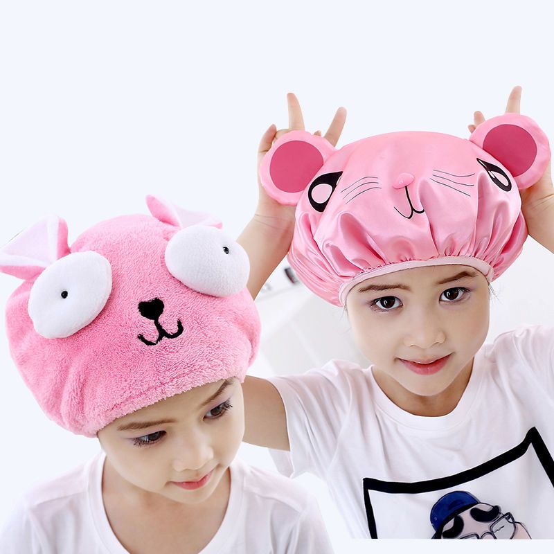 儿童双层浴帽卡通可爱防水成人女孩洗澡帽干发帽速干帽宝宝淋浴帽亲子