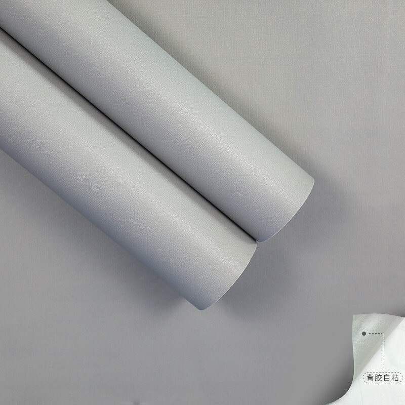 墨斗鱼马卡龙自粘墙贴浅灰色9233 纯色加厚自粘pvc墙纸防水防潮防霉