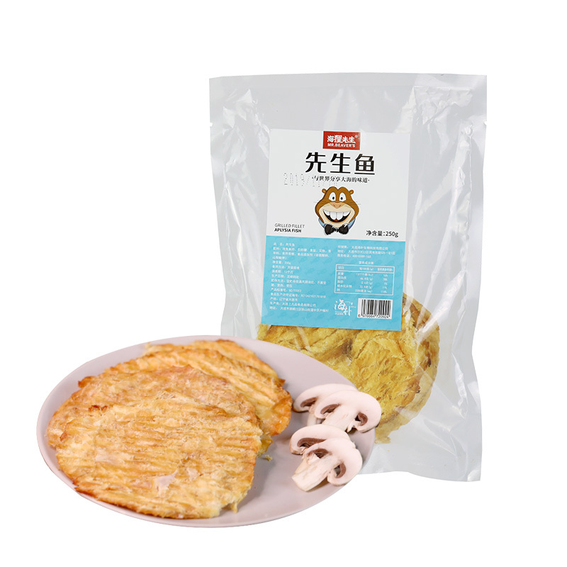海狸先生烤鱼片250gX1袋现烤马面鱼即食鱼干片大连特产现烤鱼片 美味鱼片(先生鱼)1袋装 休闲零食