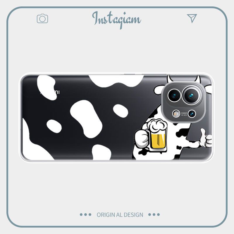 游猎者小米11手机壳牛啤透明保护套软全包防摔个性创意搞怪牛年磨砂