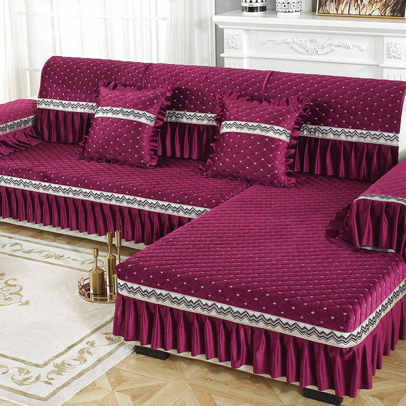 坐垫子123组合荷兰绒欧式沙发垫布艺简约沙发套罩巾全包支持定制飘窗