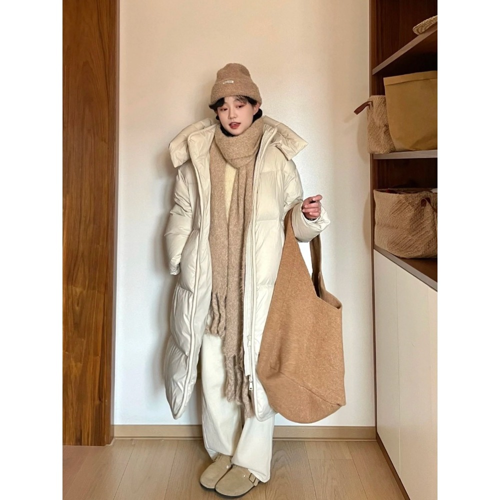 2025年新款宽松加厚棉服长款过膝连帽棉服外套时尚网红ins韩版高清大图