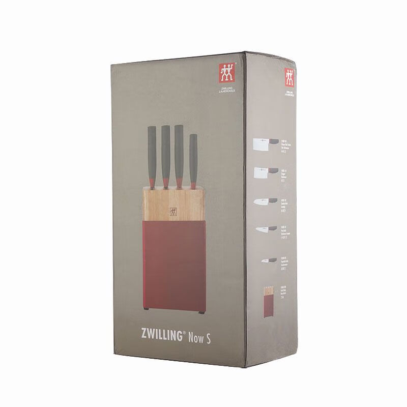 双立人 nows刀具4件套6件套中片刀多用刀水果刀斩骨刀刀架厨用刀具 黑红色 18cm ZW-K308高清大图