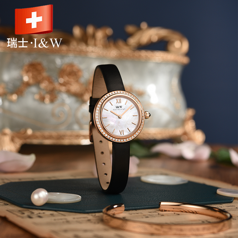 瑞士品牌I&W CARNIVAL爱沃驰正品手表石英表 女表小绿表时尚ins风女士腕表简约气质小红表3007L