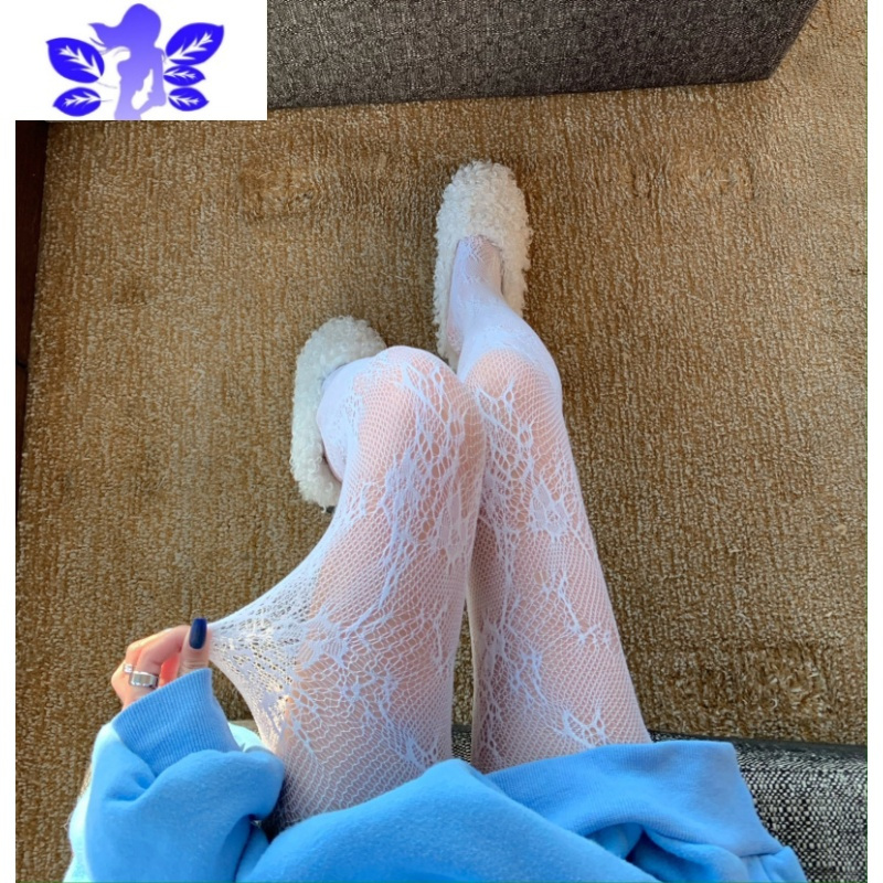 ideamini花藤图案丝袜女黑色性感黑丝连裤袜子日系jk蕾丝花纹渔网袜