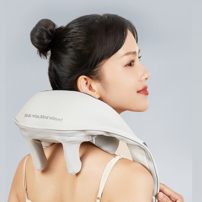 摩飞颈椎按摩器肩颈部按摩仪办公室家用U型按摩枕头热敷仿真人按摩仪 MR7027 灰色高清大图
