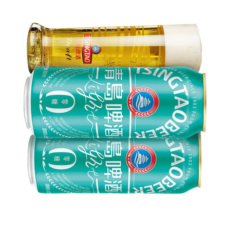 青岛啤酒 轻干8度500*6*2彩膜包提盒装罐啤高清大图