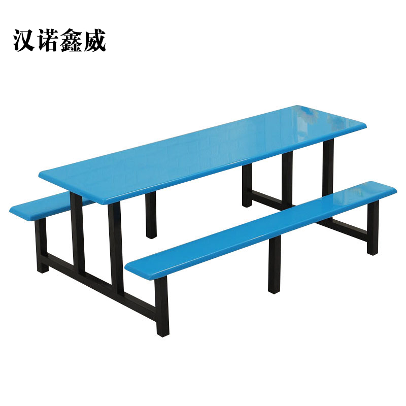 汉诺鑫威不锈钢餐桌连体餐桌椅组合学校食堂员工小吃店快餐桌椅4人6人8人8人位铁架玻璃钢餐桌