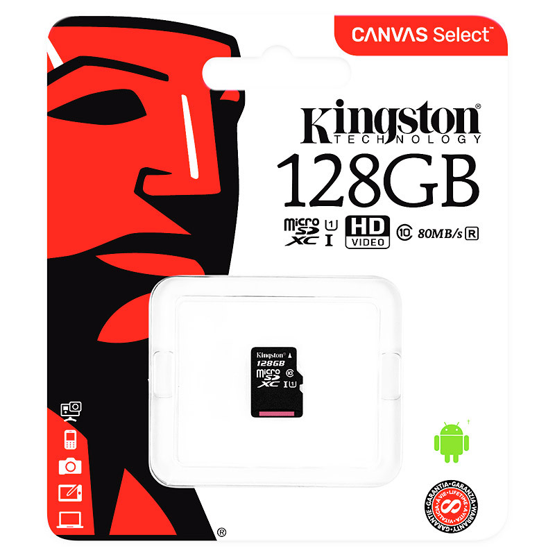 金士顿(Kingston)128GB SD卡80MB/s TF(Micro SD)Class10 UHS-I 相机存储卡
