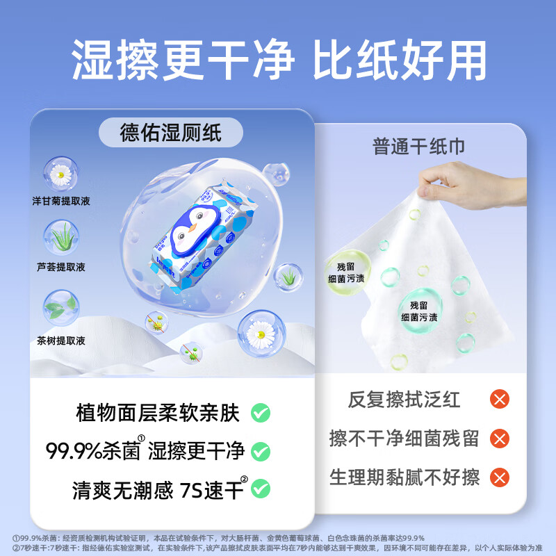 德佑企鹅湿厕纸A版40片/包(5包/组)高清大图