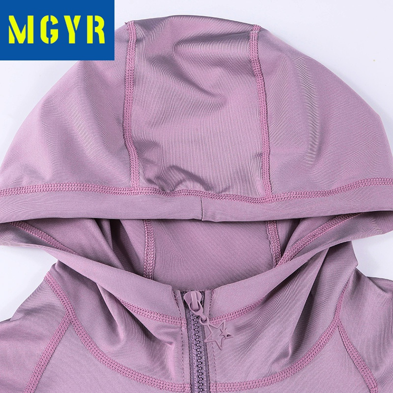 MGYR瑜伽服初学者秋冬运动速干修身外套女紧身健身上衣跑步长袖速干T恤