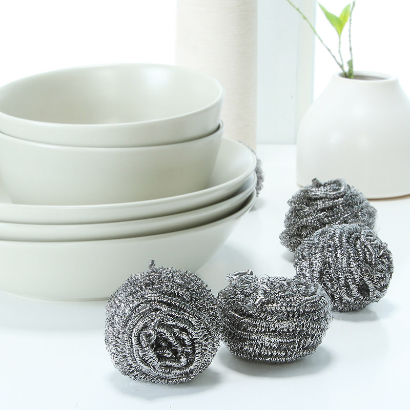 茶花B4301P钢丝球不锈钢金属清洁球厨房家用洗碗除垢球锅刷钢丝刷洗锅刷 一包【3个装】