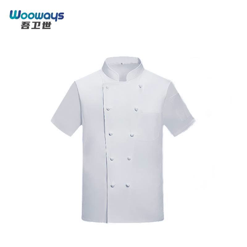 吾卫世 纯棉厨师服 双排布扣短袖 请备注颜色及尺码 件图片