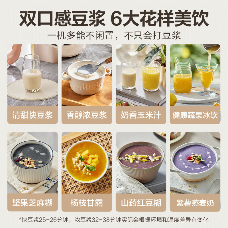 苏泊尔(SUPOR)豆浆机家用1L小型免煮免过滤破壁料理机316L不锈钢内胆双层防烫搅拌机 DJ10B-P28E高清大图