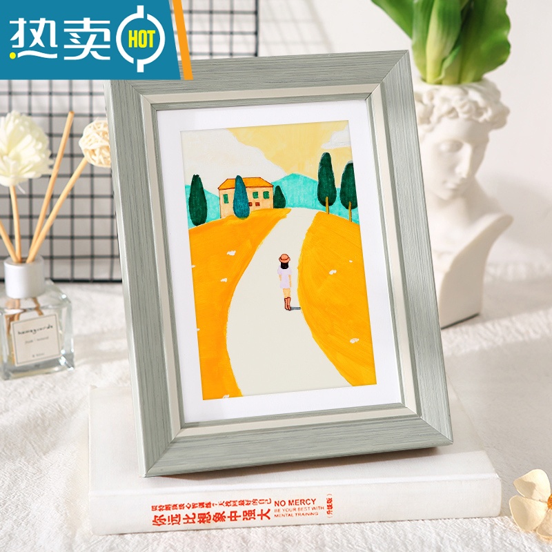敬平小清新相框摆台6七7寸8儿童照片10创意摆件装裱a4A3画框挂墙像架5 淡绿色 10寸可摆可挂【可放20.3*25.