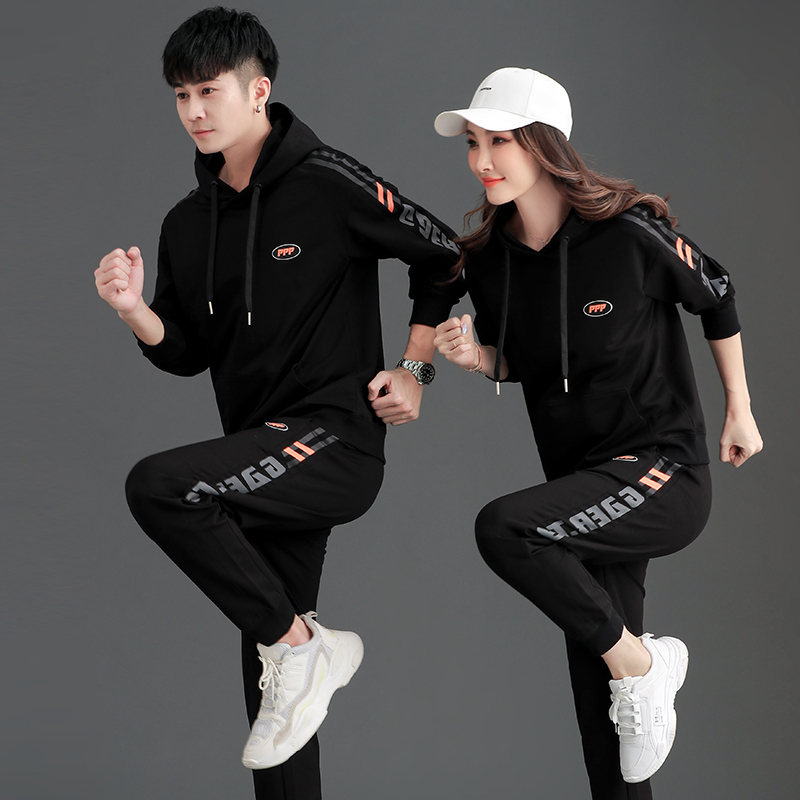 均妮 运动套装男春秋运动服装男休闲运动装女跑步情侣卫衣运动服女套装两件套情侣装