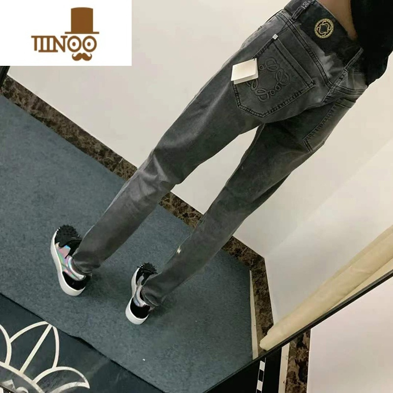 YANXU新款休闲灰黑牛仔裤韩版百搭潮牌小脚裤男修身长裤网红