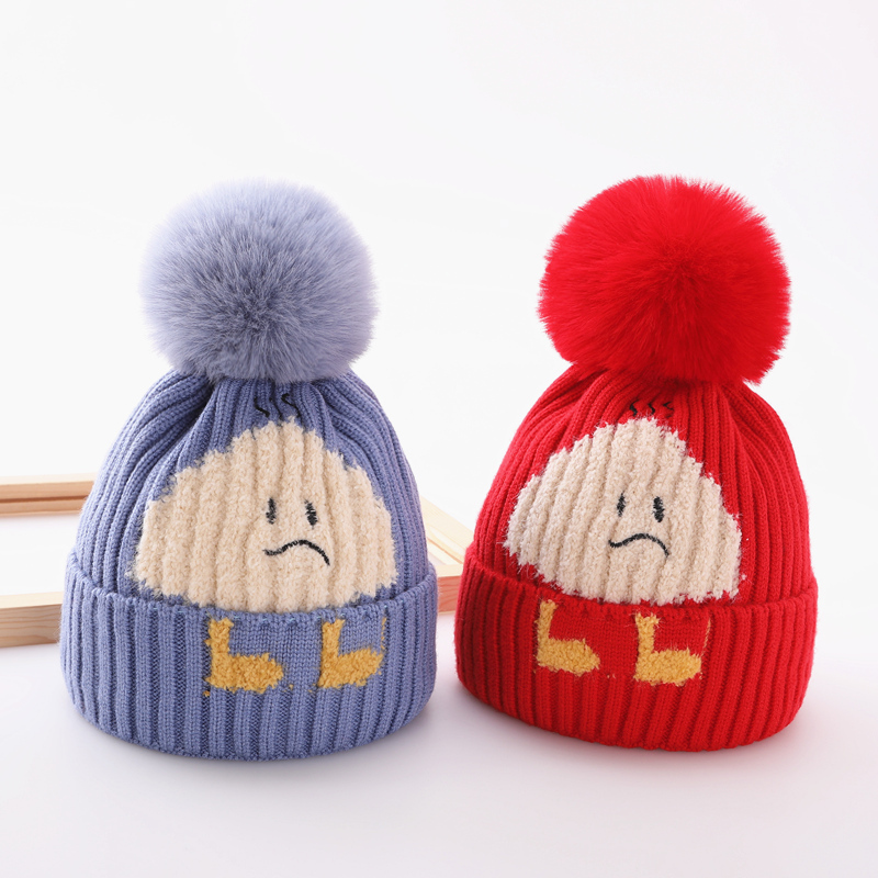 huayangtu宝宝帽子秋冬季婴儿6个月4岁1男童女孩毛线帽可爱保暖儿童