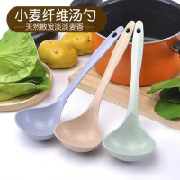 [2个装]小麦秸秆汤勺家用长柄稀饭勺塑料勺圆头勺汤勺饭勺小麦秸秆勺子稀饭勺
