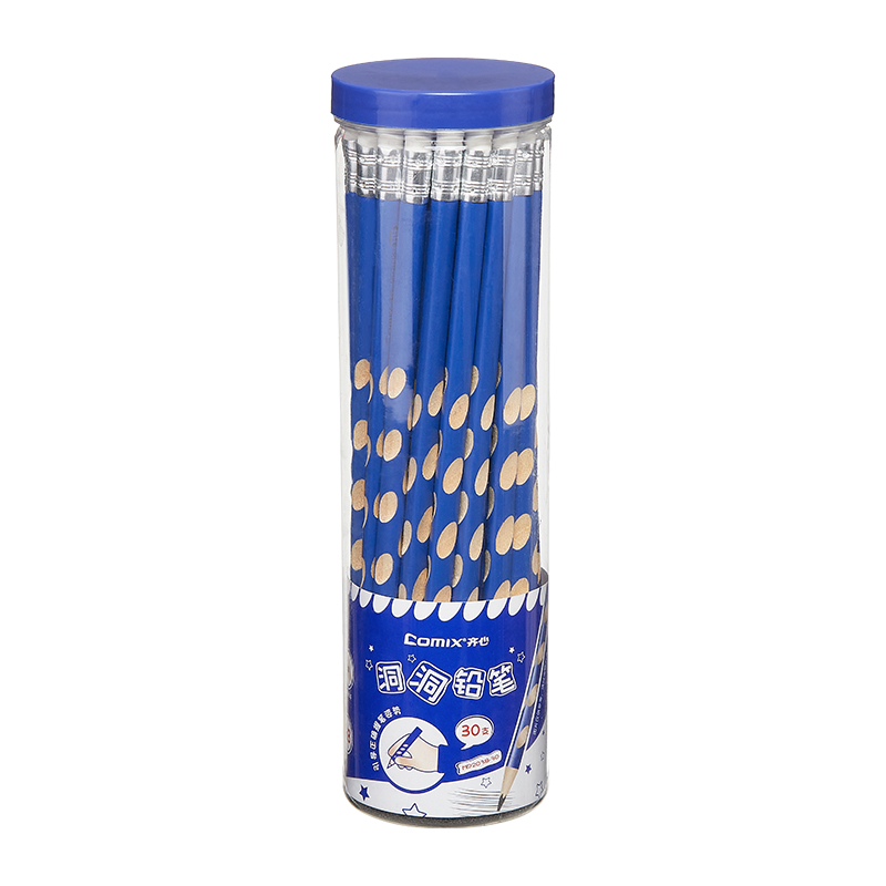 齐心 MP2038-30 洞洞铅笔 HB 30支/桶 黑 黑色