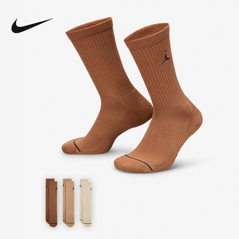 耐克(NIKE) 乔丹速干中筒运动袜3双冬季透气缓震针织袜 DX9632-923