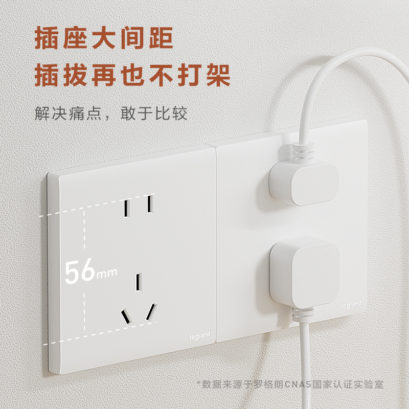 罗格朗(Legrand)开关插座面板简悦陶瓷白色五孔二三插家用带一开双控USB三孔16A空调嵌入式墙壁86型电源插座