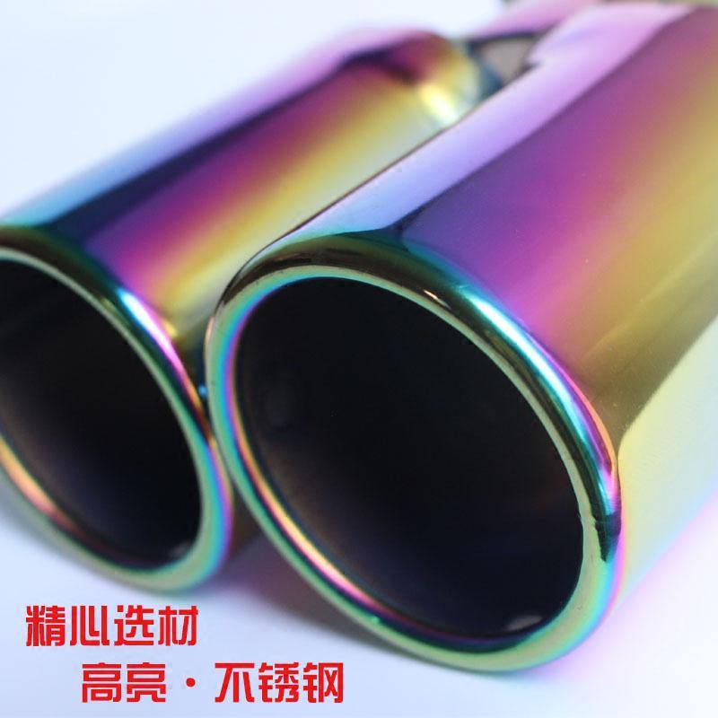 适用雪铁龙C3-XR全新爱丽舍尾喉标志标致301尾喉消声器排气管改装专用 大口径双管斜口直型烤蓝