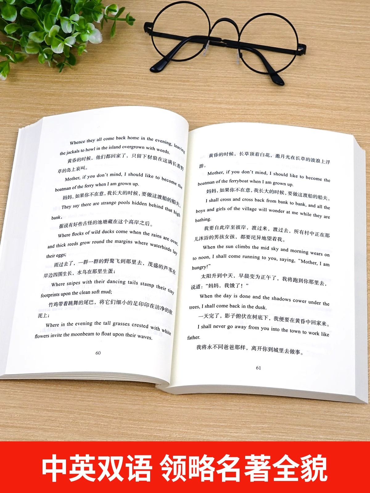 飞鸟集+新月集 [正版]飞鸟集+新月集泰戈尔双语全2册 英汉对照双语版 生如夏花泰戈尔诗选诗集初中生课外阅读书籍名著小说高清大图