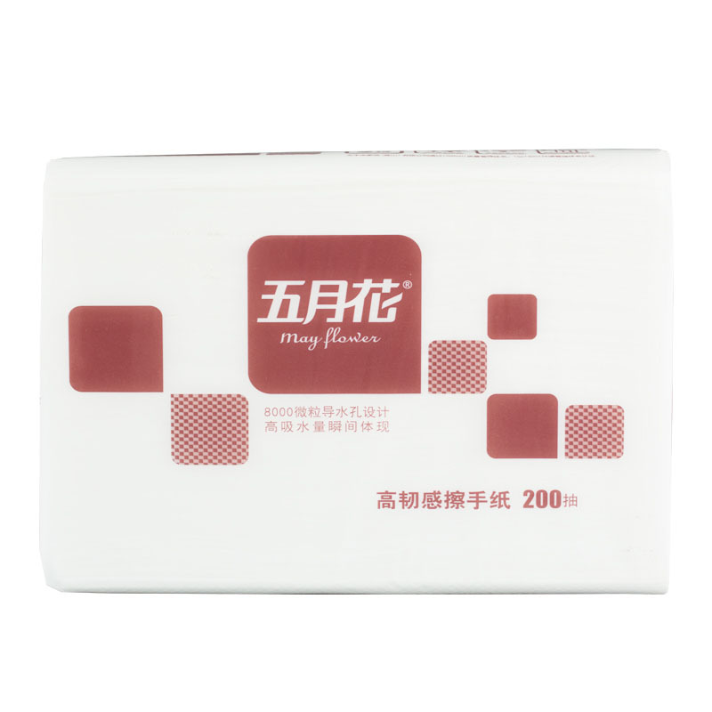 五月花双层三折擦手纸(200抽/230mm*225mm)A181600（20包/箱）