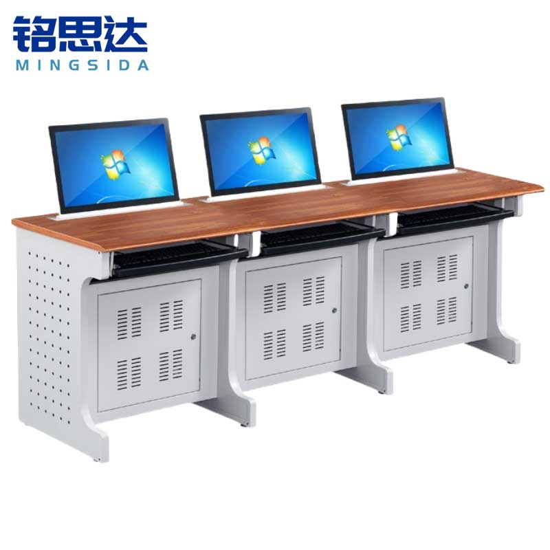铭思达升降电脑桌三人位张高清大图
