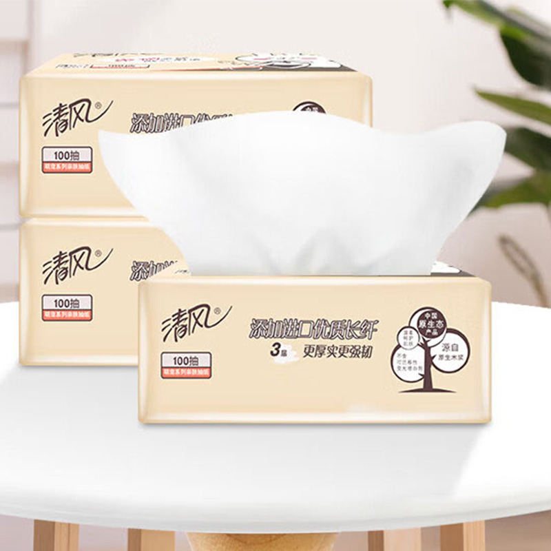 清风抽纸萌宠系列亲肤3层*100抽*27包整箱AR62GDT高清大图