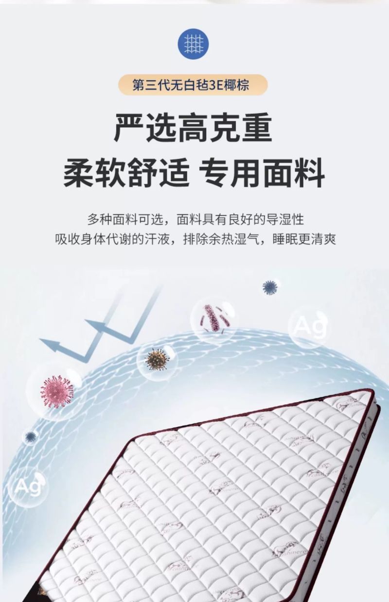 佳品文仪CD097款1500型号天然椰棕床垫棕榈卧室硬垫家用薄款折叠经济型儿童护脊垫(1500*2000*100mm)高清大图