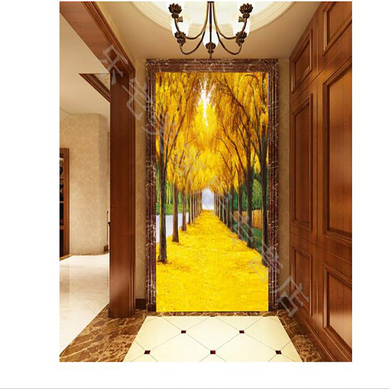 中锐智采 更衣室贴纸 玄关玻璃贴纸壁画 走廊过道自粘贴画 延伸黄金大道贴纸 单张装