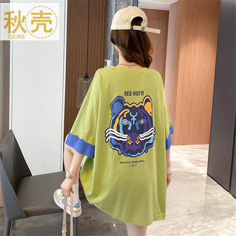 秋壳美式潮流ins甜酷风本命年老虎短袖T恤女2022夏季韩版圆领上衣