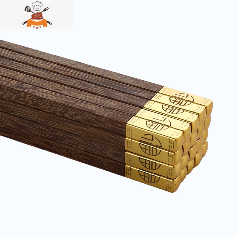 金福鸡翅木筷子家用木质餐具商用可高温防滑无漆无蜡木筷 敬平 [28cm]10双(高端金福鸡翅木筷)高清大图